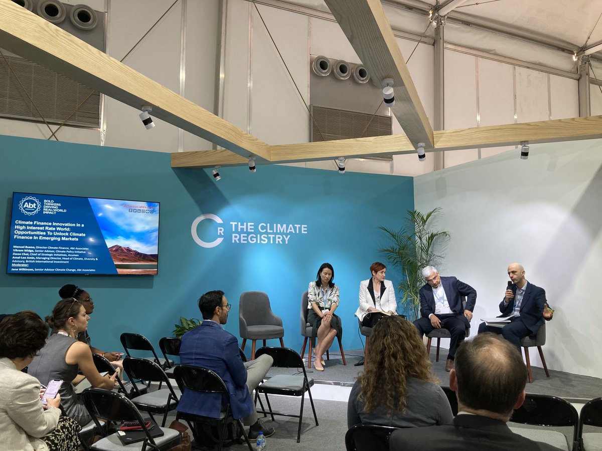 Thank you ⁦@MBuenoVera⁩ and ⁦<a href="/abtassociates/">Abt Associates</a>⁩ for an interesting discussion on climate finance innovation in a high inflation world. #COP27