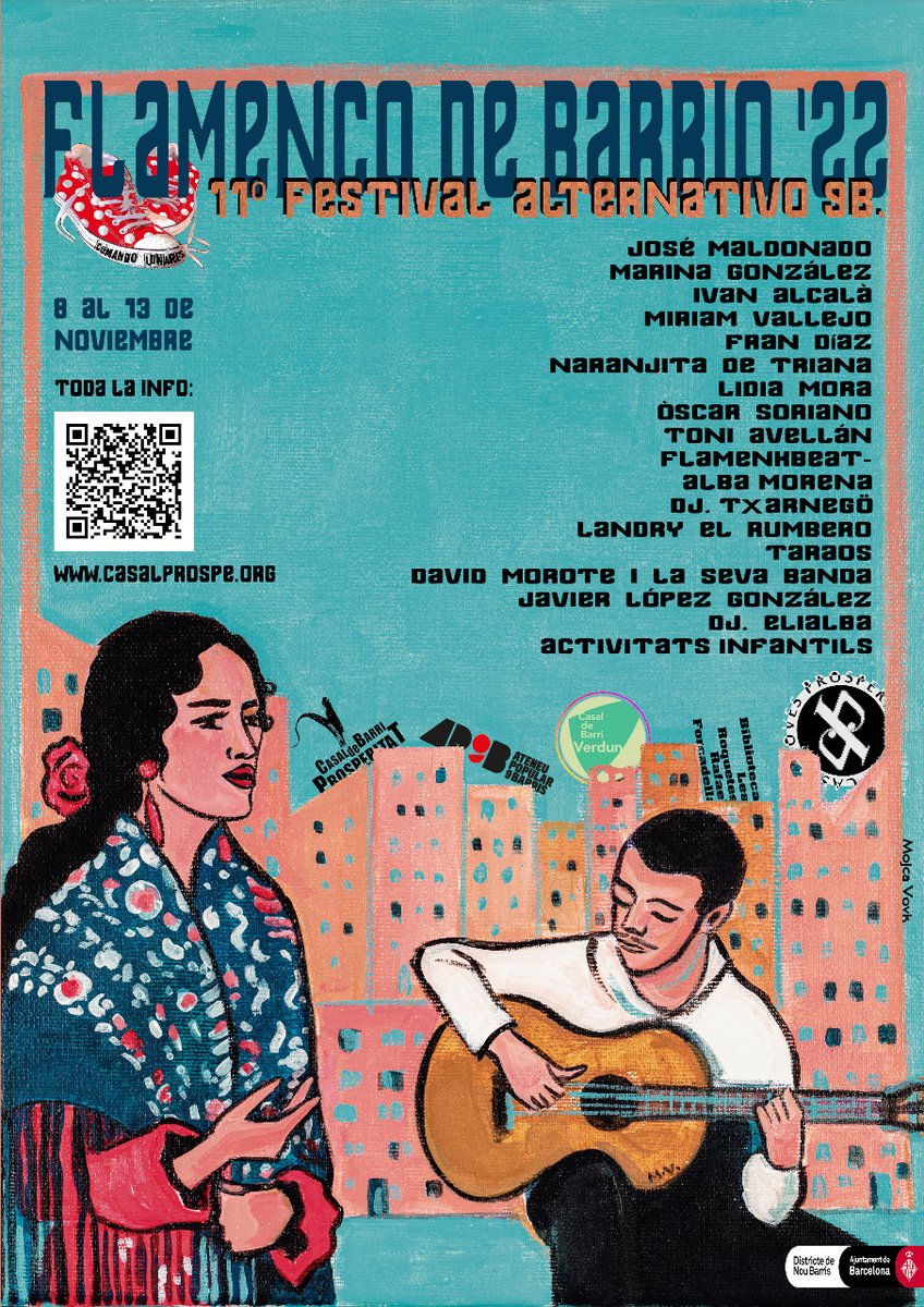 CasalBProspe's tweet photo. Ahir començà l'11a edició del #FlamencoDeBarrio. Fins diumenge podeu gaudir de la programació que hem preparat biblio Les Roquetes-Rafa Juncadella, Casal de Barri Verdun, Casal de Barri Prosperitat, Casal de Joves Prosperitat i Ateneu Popular 9 Barris!
ℹ️ https://t.co/xDIv3yrsTK https://t.co/8xBTOjdtQx