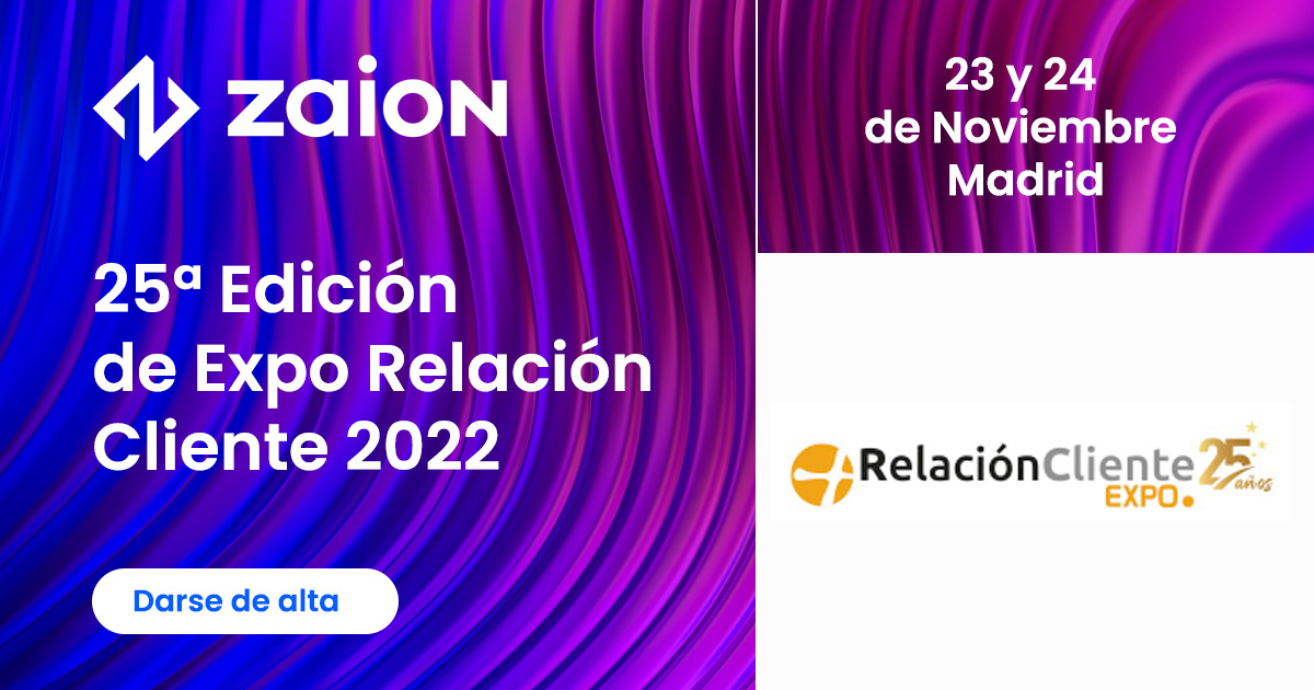 📢 [J-15 : Expo Relación Cliente - Madrid]
Zaion participa en la <a href="/ExpoRC/">Expo Relación Cliente</a>. Ven a conocernos el próximo 23 y 24 de Noviembre en Madrid.
#EXPORC22 #Zaion
Visita nuestro Stand n°27 en la zona de Exposición ! 
➡ Inscríbete GRATIS AquÍ : zaion.ai/es/recursos/ev…