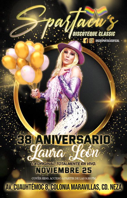 Una VERDADERA reina gay en el 38 aniversario de Disco #Spartacus ?@LauraLeonOF (la original). Agenden