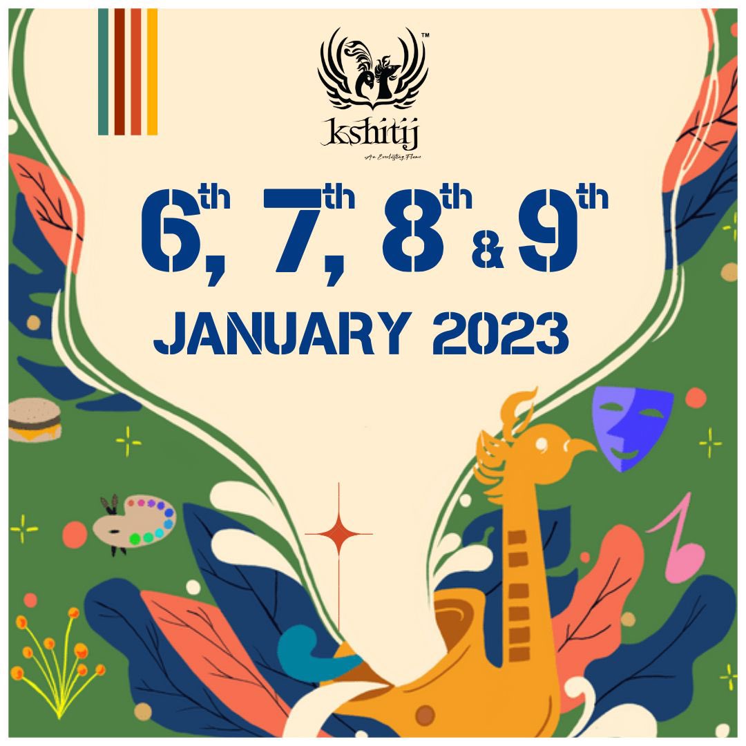 Mithibaikshitij's tweet photo. Mark your calendars! The official dates for the 16th edition of Kshitij are out!  
 
A totally on-ground spectacle that is going to set a benchmark for people to look up to. Mithibai Kshitij is your go to destination for the 6th, 7th, 8th &amp; 9th of January, 2023.🌟
 
#kshitij https://t.co/T0XntI1hfF