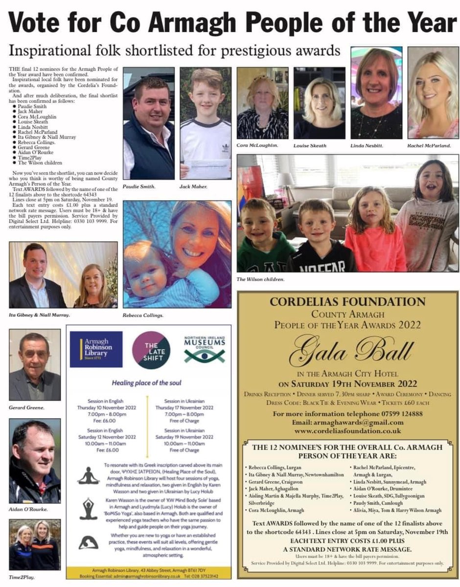 Time2play_park's tweet photo. Majella & Aisling,Time2Play has made it to the last 12 for Cordelias Foundation - Co. Armagh People of the Year Awards. Please vote if you can.
Text awards- Majella & Aisling to - 64343 Southern mobile can text the 07599124888 number. Thanks for all your support. Texts cost ยฃ1 https://t.co/weTK6wgtxZ