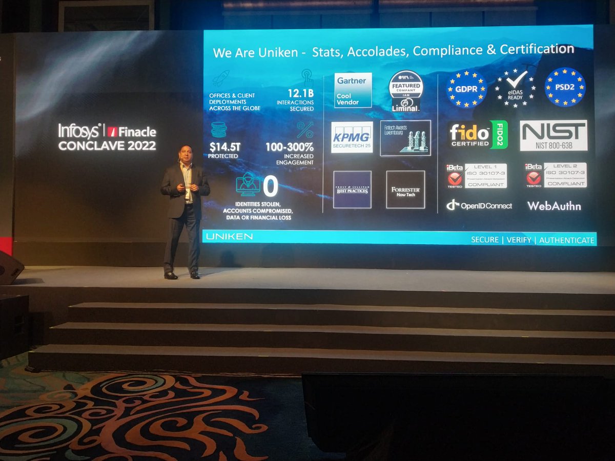 Finacle's tweet photo. Bimal Gandhi, Chief Executive Officer, @Uniken_Inc. elaborates how security empowers banks to create digital journeys that matter.
#FinacleConclave #FinacleConclave2022 https://t.co/62RF3pcLYN