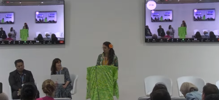 AFD_en's tweet photo. #COP27 at the #MoanaBluePacific pavilion:
"AFD heard loud and clear what the #Pacific is saying on #climate urgency. We have been supporting #Vanuatu and other countries on developing their long term planning, through the #2050Facility (with @gggi_hq & @MFATNZ)." @Charlottefleurc https://t.co/TklETcJjMQ