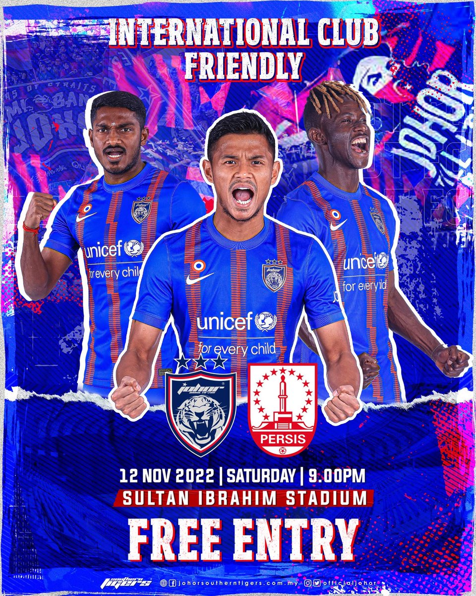 JDT VS PERSIS SOLO FRIENDLY MATCH

Watch the friendly match between Johor Darul Ta'zim FC (JDT) and Indonesian Liga 1 club Persis Solo on Saturday, 12 November 2022 at 9.00pm.

The match will take place at the Sultan Ibrahim Stadium and entry is free. Luaskan Kuasamu Johor.