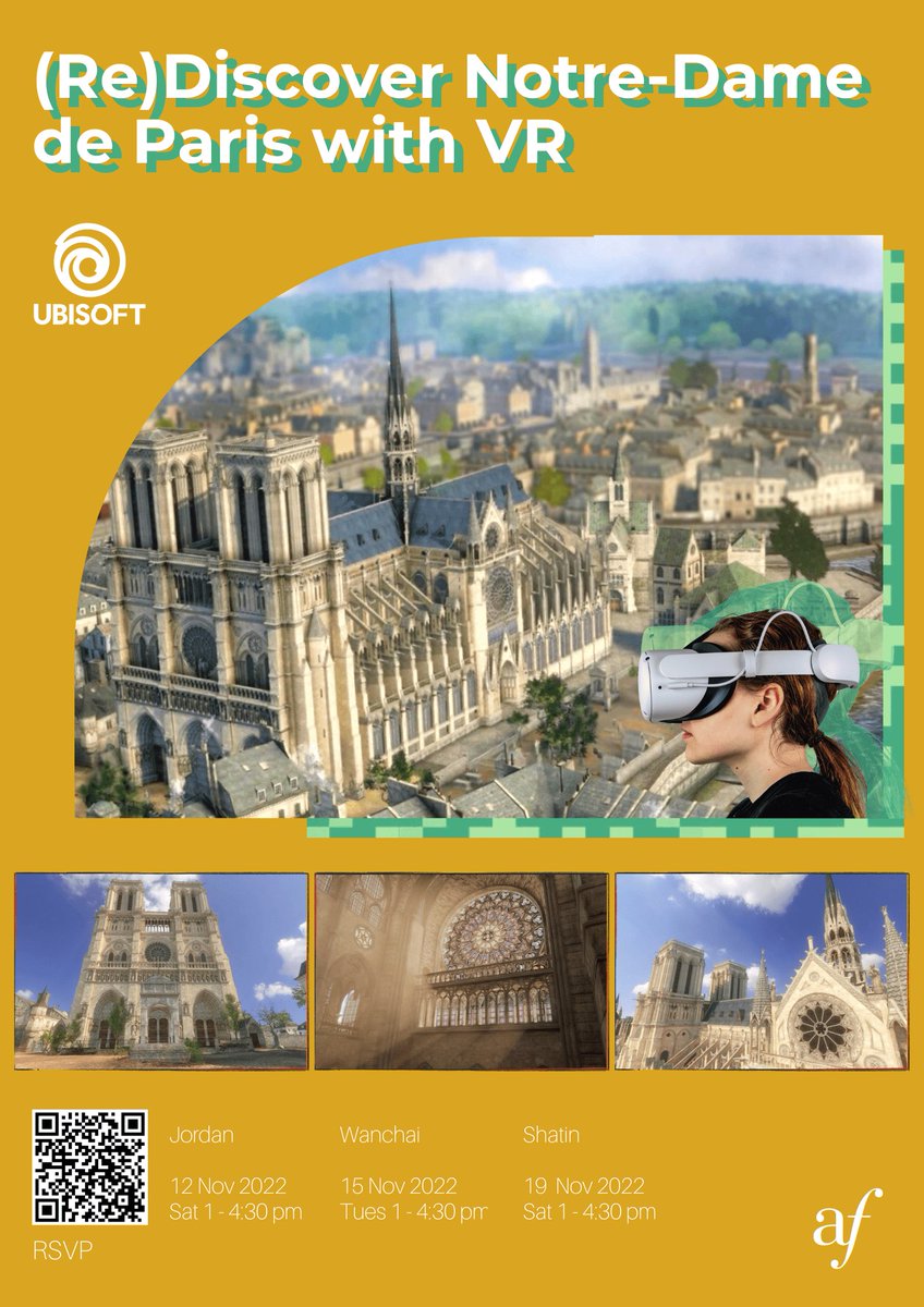 afhongkong's tweet photo. #novembrenumerique (Re)Discover Notre-Dame de Paris thanks to the acclaimed model created by Ubisoft for Assassin’s Creed : Unity. Ubisoft has been collaborating with historians for years, meticulously collecting data and testimonials to build Notre-Dame in-game. VR Tour https://t.co/qYsgaG1IgW