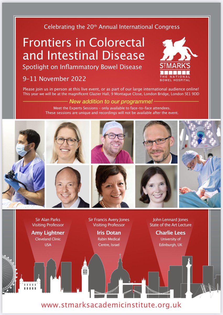 St Mark’s Hospital Frontiers in Colorectal and Intestinal Disease 2022 is about to start! #stmarksfrontiers Join us with this hashtag and tweet through the event! @DaniloMisko @DrAilsaHart @jasonbacon @philtozer1