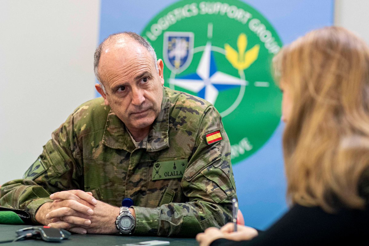 HQEurocorps's tweet photo. The realism of the scenario developed in #CommonTenacityExercise 22 shows the greater #logistic cooperation between JLSG and JTFHQ. In the field this is crucial « to optimize the logistic footprint for a #NATO operation » General OLALLA 🇪🇸, the #BrigadaLogistica Commander. https://t.co/wuBgtPJkmr