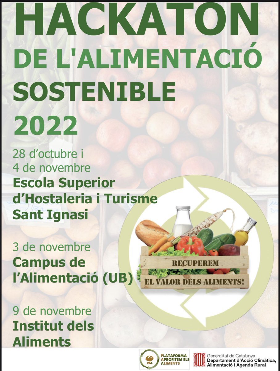 InsAlimentsBCN's tweet photo. Comencem amb la Hackaton de l'Alimentació Sostenible! Els alumnes de 1A de Processos i Qualitat en la Indústria Alimentària proposaran solucions al repte del malbaratament alimentari #EstratègiaAlimentàriaCAT #AprofitaElsAliments #ProuMalbaratarAliments #MalbaratamentAlimentari https://t.co/223DidMDQe