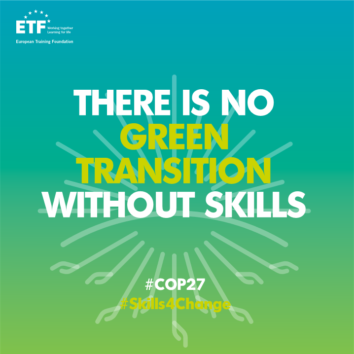 etfeuropa's tweet photo. 👉🏻Join us at #cop27!
🟢There is no green transition without skills!
👍🏻We'll be discussing it today at 19.00 Egypt time (18.00 CET) at EU Pavilion, Blue Zone, #COP27 .
🔴Join us! Watch the session online here: https://t.co/XLCtyUmZsN

#cop27egypt 
#cop27sharm #Skills4Change https://t.co/cLyU8wazFh