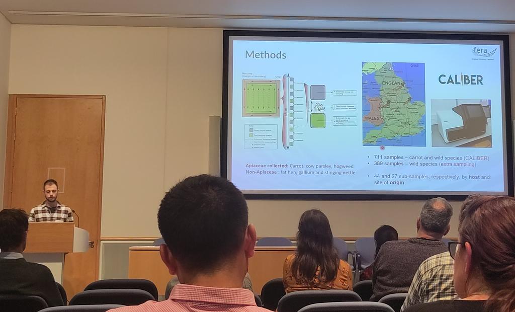 An excellent first day of the @FeraScience symposium yesterday! The importance of the strong link between Fera and @SciencesNCL was clear from the wealth of incredible work spanning biomonitoring, biosecurity, land use and Biopesticides. Excited for day 2! 🌾🪲🏞️