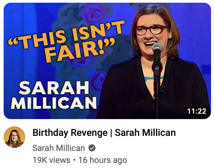 RichardNield's tweet photo. @SarahMillican75 Sorry Sarah, but every time I see this YouTube thumbnail, I think it's Ed Byrne :-) https://t.co/kzDCLWCcgd