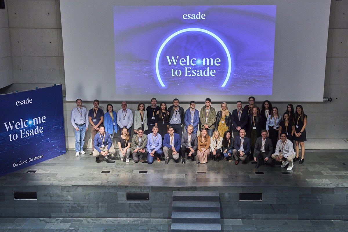 Esade's tweet photo. A very warm #WelcometoEsade to our new Executive MBA students, including our very first Hybrid format cohort! Meaningful change always begins with a meaningful purpose, and that journey has just begun!💪 Welcome to the #EsadeFamily, we are thrilled to have you💙 https://t.co/5h9VtCypDv