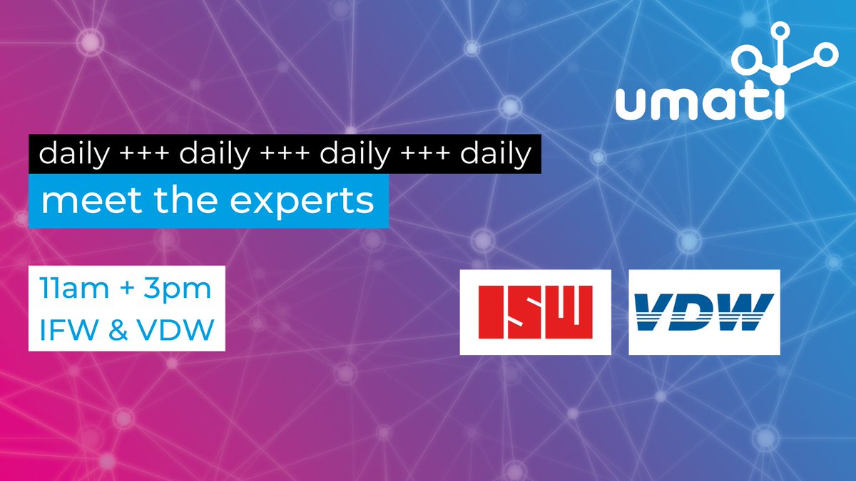 You are at <a href="/JIMTOF_official/">JIMTOF</a> and wonder how to connect your machines – easily, seamlessly, &amp; securely? 🤔 Stop by at East 8 / E8016 for our daily “Meet the Experts”. @goetzgoerisch
from <a href="/VDWonline/">VDWonline</a> and <a href="/TonjaHeinemann_/">TonjaHeinemann</a> from <a href="/IswUniStuttgart/">ISW Uni Stuttgart</a> show you how it works w/ #OPCUA &amp; #umati!