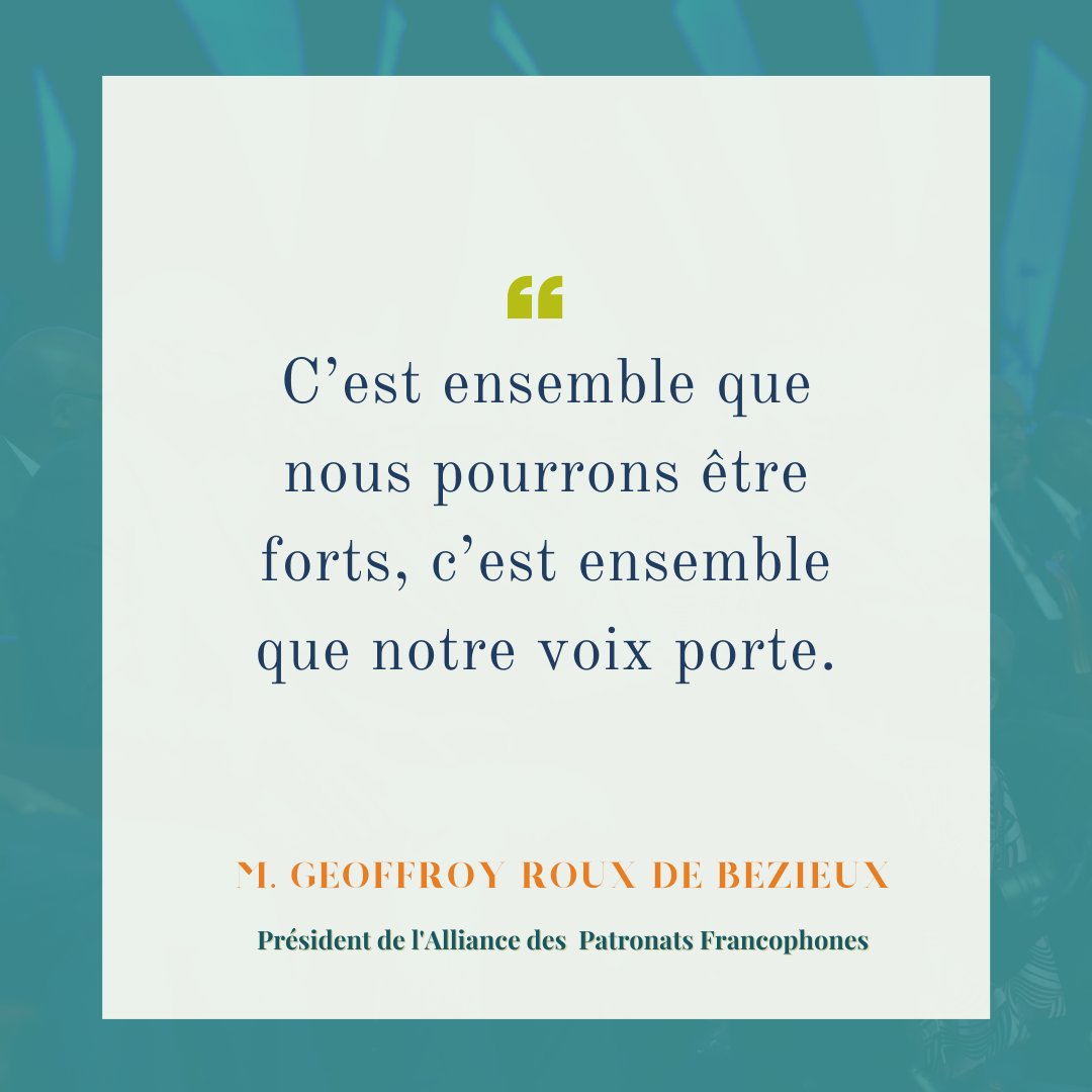 cgeci_academy's tweet photo. "C’est ensemble que nous pourrons être forts, c’est ensemble que notre voix porte."

𝗠. 𝗚𝗲𝗼𝗳𝗳𝗿𝗼𝘆 𝗥𝗢𝗨𝗫 𝗗𝗘 𝗕𝗘𝗭𝗜𝗘𝗨𝗫, 𝗣𝗿𝗲́𝘀𝗶𝗱𝗲𝗻𝘁 𝗱𝗲 𝗹'𝗔𝗹𝗹𝗶𝗮𝗻𝗰𝗲 𝗱𝗲𝘀 𝗣𝗮𝘁𝗿𝗼𝗻𝗮𝘁𝘀 𝗙𝗿𝗮𝗻𝗰𝗼𝗽𝗵𝗼𝗻𝗲𝘀, lors du forum #CGECIacademy2022 / #LaREF22 https://t.co/tkxABeUwAp