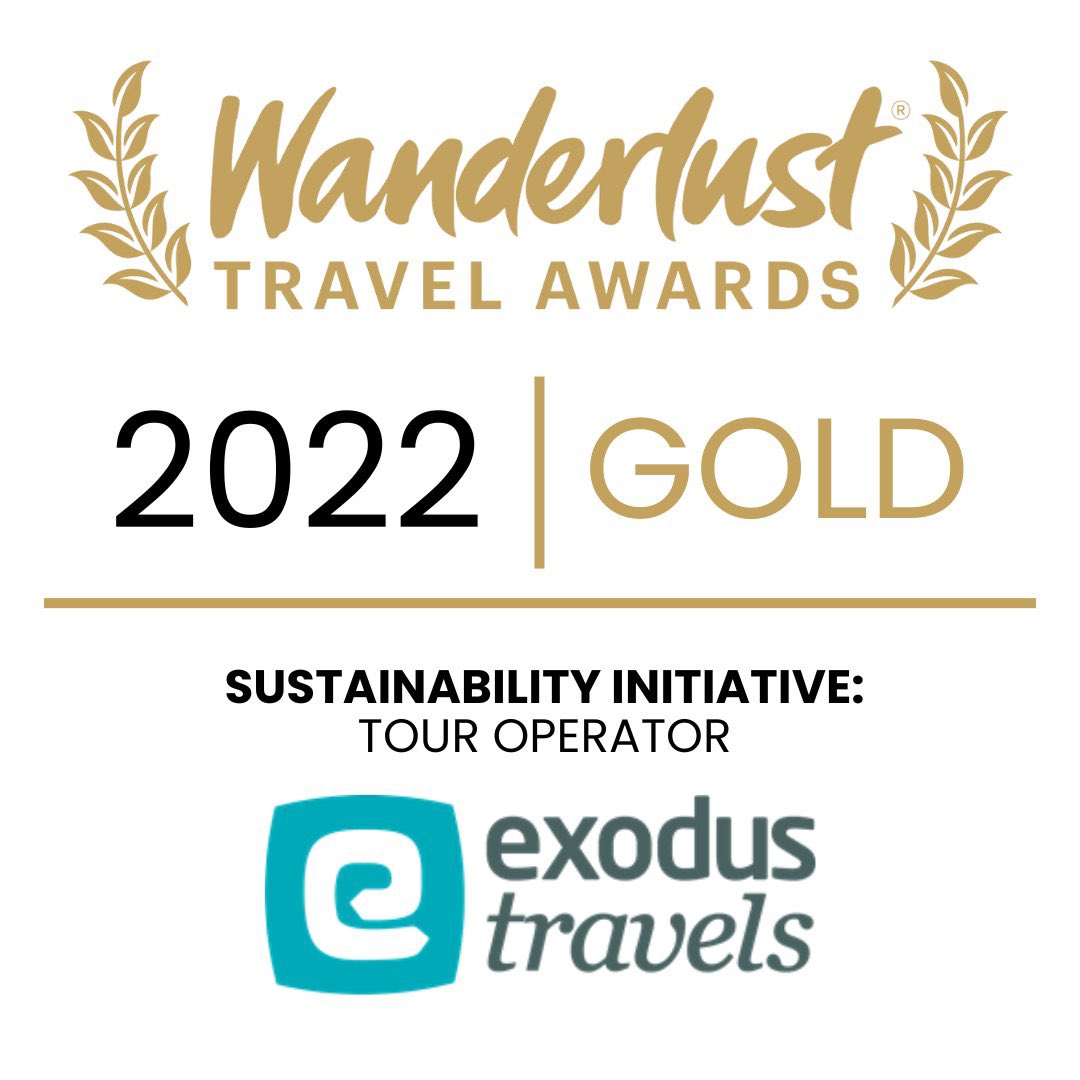 ExodusTravels's tweet photo. We’re thrilled to have been awarded Gold at last night’s @wanderlustmag Travel Awards for our sustainability initiatives! 🙌 https://t.co/PMFIOpGJtR