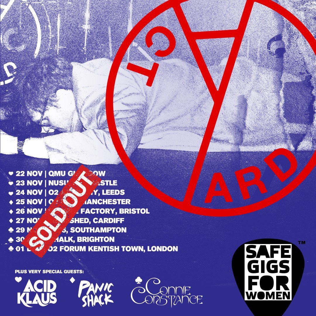 YardActBand's tweet image. We’ll have representatives from @safegigs4women at these shows. 
They’ll have a stall in the venue and if you feel uncomfortable or unsafe they’re there to support. You can also just go &amp;amp; say hi and to find out more about the important work they are doing.
sgfw.org.uk