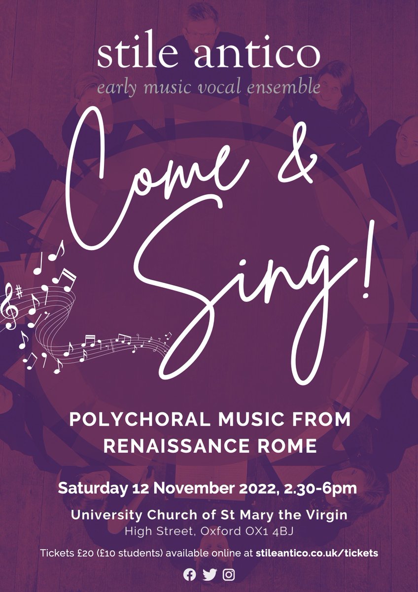 Due to last-minute cancellations, a couple of spaces have become available for BASSES to join us for our 'Come and Sing' in Oxford this coming Saturday. Please email us on workshops@stileantico.co.uk if you're interested in taking part.