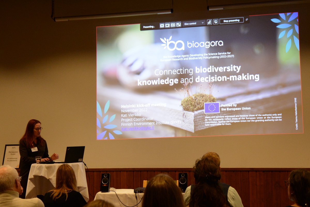 BioAgoraEU's tweet photo. Day 1 of #BioAgoraKickOff continues with a warm welcome by project coordinator @KatiVierikko, who presents the project's context & highlights the need to be coherent, inclusive and transparent. "We need creativity, innovation and enough flexibility to achieve BioAgora's goals."🎯 https://t.co/rckys2zNKc