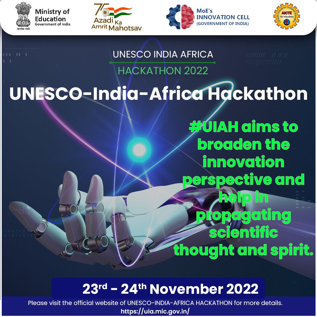 mhrd_innovation's tweet photo. Students acquire lot of theories during their schooling, but do not get many chances to test their ability. Usually they get assignments &amp; exams to get their skills graded. #UIAH gives them an opportunity to work on their skills with real-life issues.
#UnescoIndiaAfricaHackathon https://t.co/meYdiJVRU2