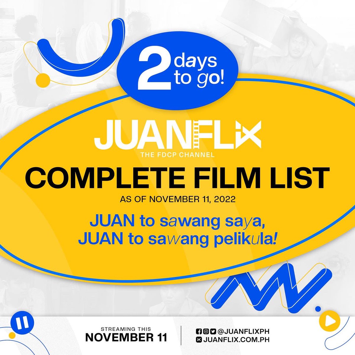 JuanFlixPH's tweet image. 2 ARAW NA LANG AT MAPAPANOOD N’YO NA ANG MGA PELIKULANG HANDOG NI JUANFLIX NGAYONG 11.11! 💯🎬💯🎬💯🎬

Mga ka-Bingekada, narito na ang mga dekalibreng pelikulang puwede n’yong mapanood sa JuanFlix simula ngayong 11.11!