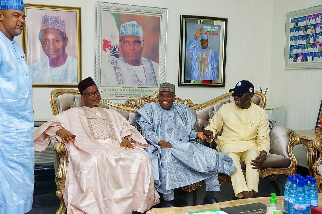 atiku's tweet photo. Last night I hosted some of the leaders of our great party, @OfficialPDPNig, in Abuja. We discussed the state of our party and nation and recommitted ourselves to the patriotic task to recover and restore Nigeria for the good of all. -AA https://t.co/RfoEdjSZw6