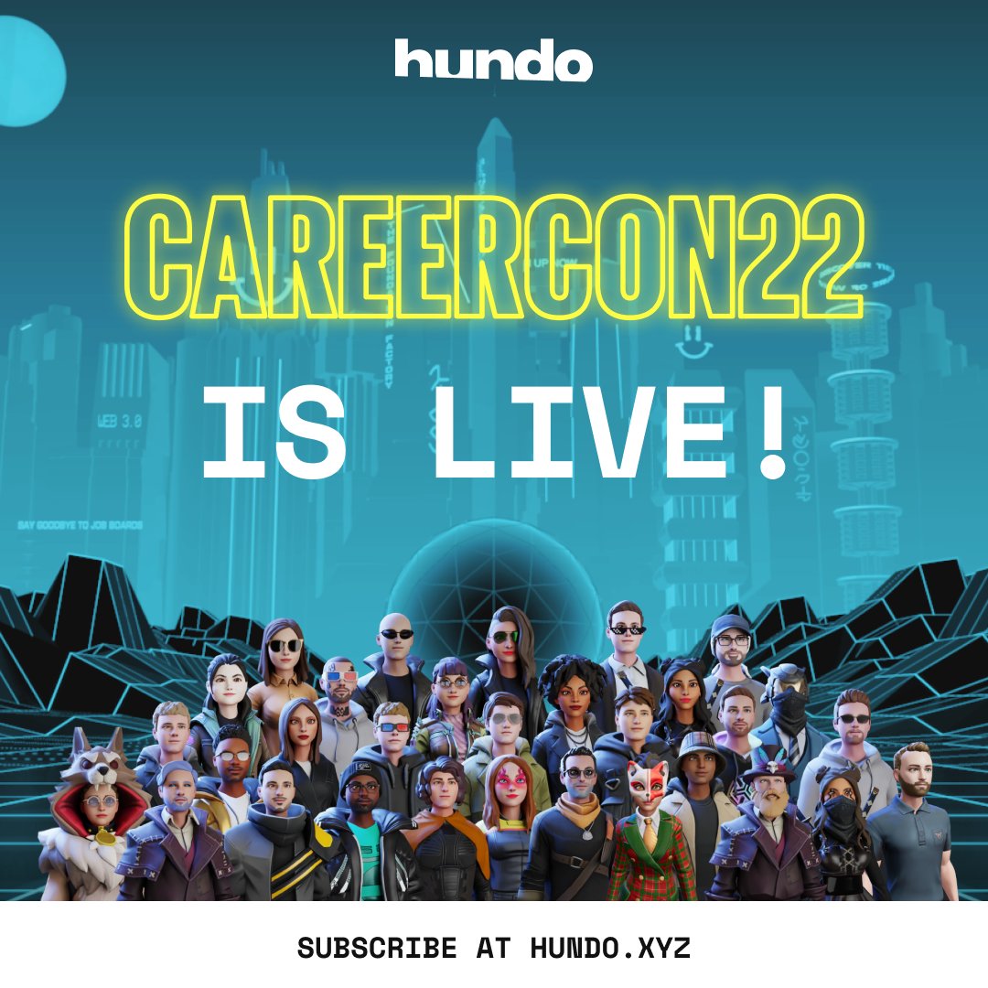 CAREERCON22 IS LIVE! Woohoo 🥳 

CareerCon full agenda - hundo.xyz/careercon#agen…

If you have any issues or problems please contact us here - hundo.xyz//contact/help

There's still time to subscribe to hundo- hundo.xyz/careercon 🚀