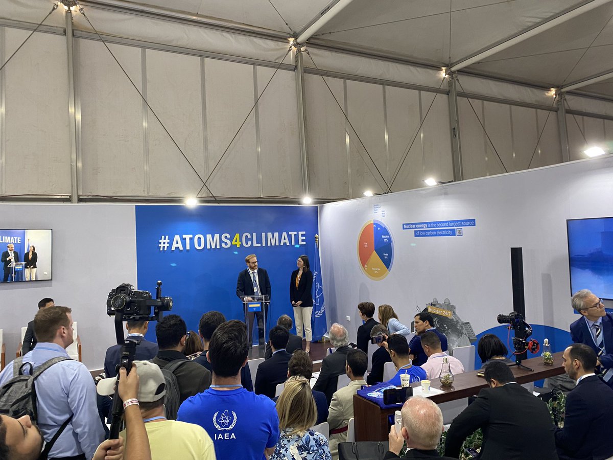IYNC's tweet photo. โWe need work to make nuclear energy affordable for everyone and young generation is ready and willing to take a leading role in it,โ said Cristian Vega, #IYNC VP at @iaeaorg pavilion opening ceremony at #cop27 https://t.co/QwYsfDi00V