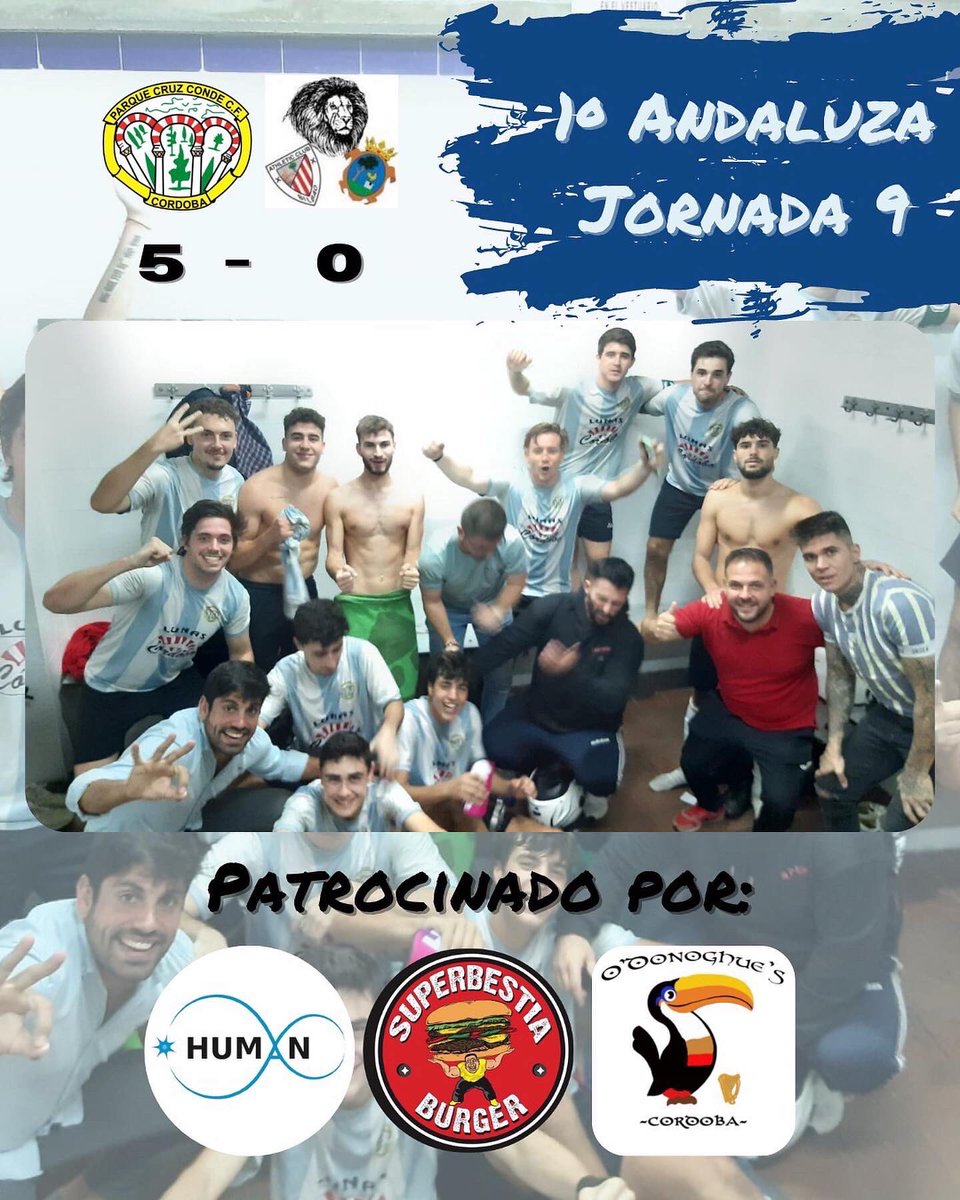 #PCC 5 🆚 0 Peña Los Leones de Pozoblanco
(1 - 0) ⚽️ Carlos Montes
(2 - 0) ⚽️ Kike Rodriguez
(3 - 0) ⚽️ Antonio Navajas
(4 - 0) ⚽ Pedro Nevado
(5 - 0) ⚽ Pablo López

#PrimeraAndaluza #Jornada10 #Victoria