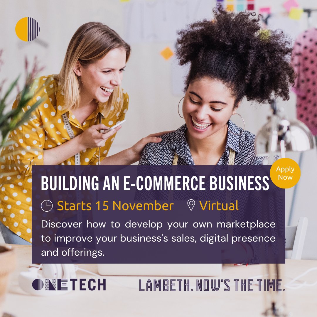 Are you looking to develop your own marketplace to improve your business's sales and digital presence? Discover how with the new @weareonetech programme 'Building an E-Commerce Business'. 📅: Starts 15 November ⏰: Apply by 7 November Sign up now👉buff.ly/3CxWXr3