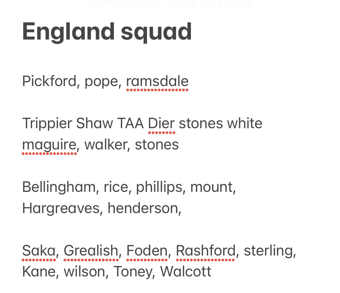 maxrushden's tweet image. My england squad for the World Cup.