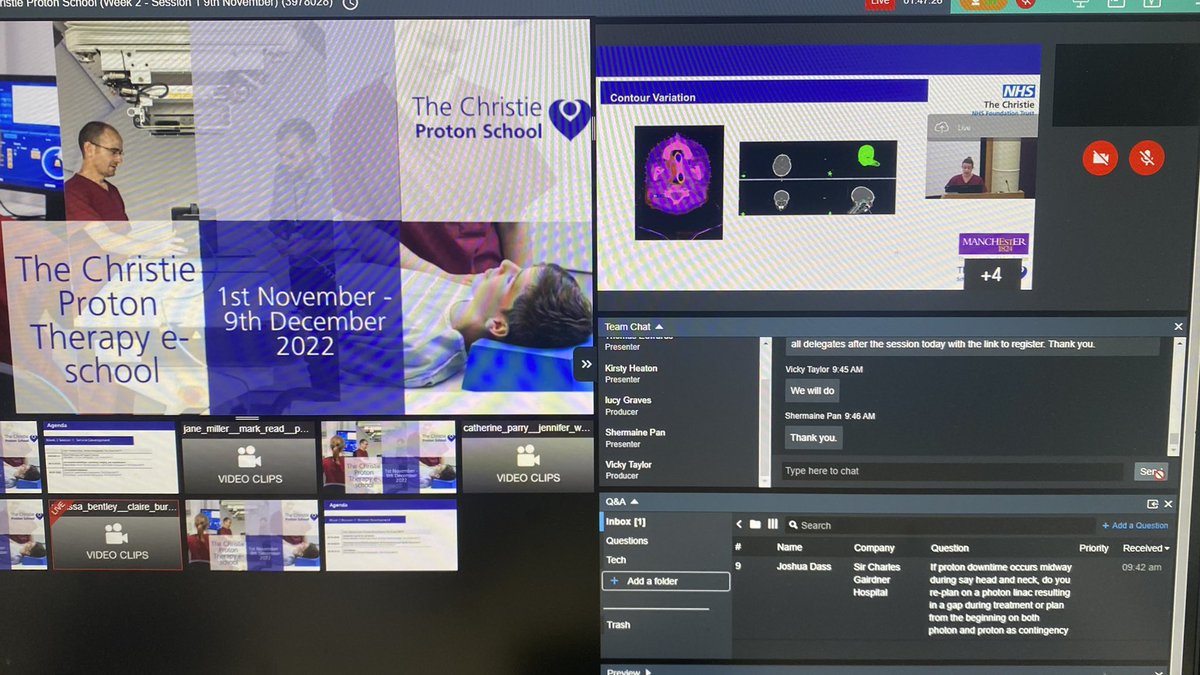My first time chairing a session today on The Christie Proton Therapy e-school. What an amazing resource, really impressed, listening in to some of the fantastic talks from the teams.