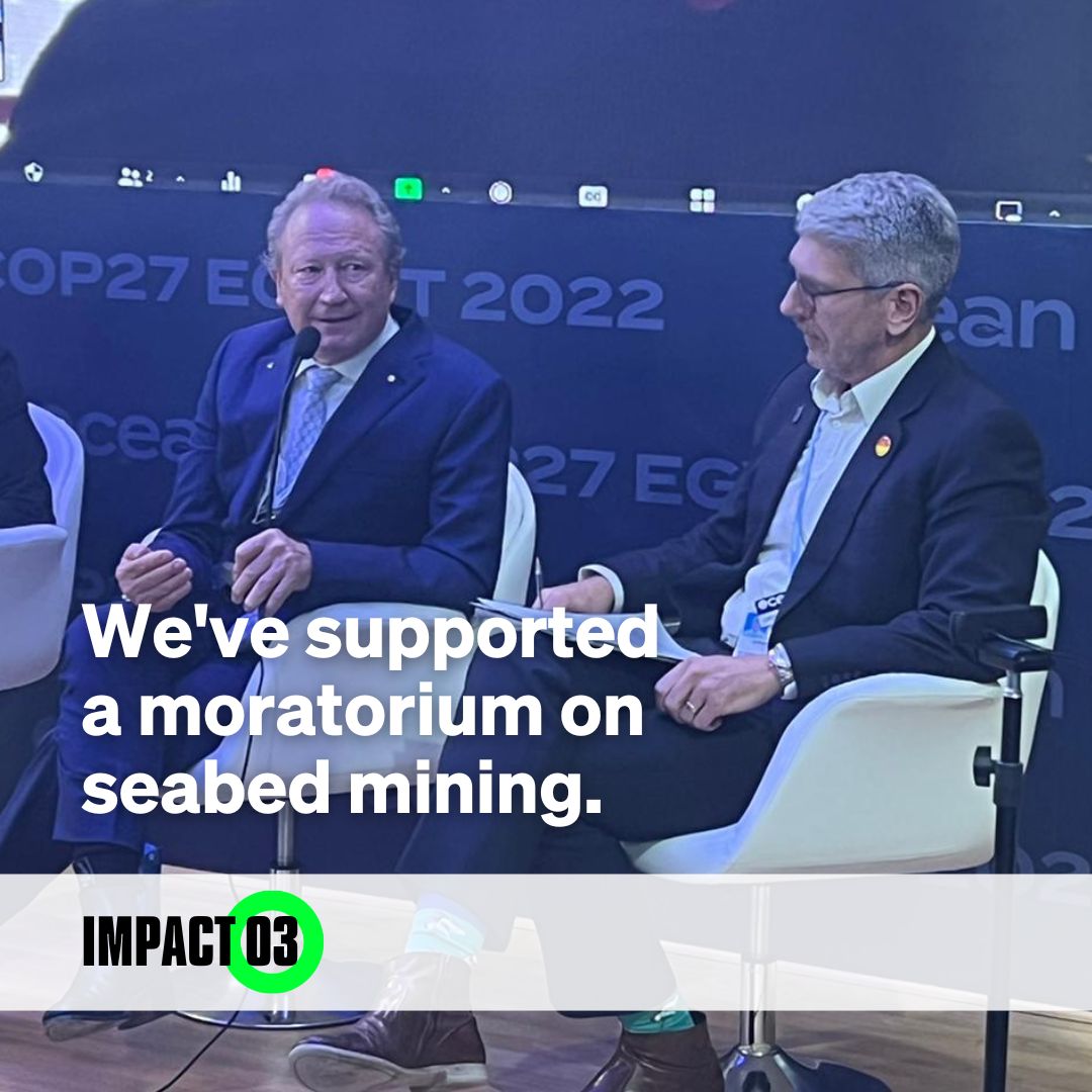At #COP27, we reinforced our support for @Minderoo’s call for a moratorium on seabed mining, until such time as the scientific evidence and standards exist to ensure it will not destroy the ocean bed and sea life. #COP27 #TogetherForImplementation
