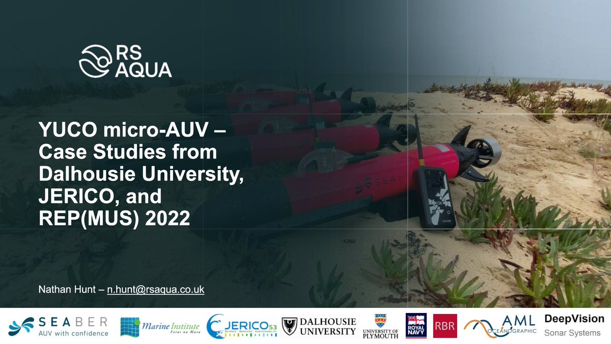 RS_Aqua's tweet photo. Minutes away from #RSAqua Nathan Hunt's talk at #MATS22! Demonstrating the capabilities of the YUCO #AUV, Nathan will dive into case studies from @DalhousieU @JERICORI and #REPMUS 🚀 https://t.co/Tjz5o1SPGt