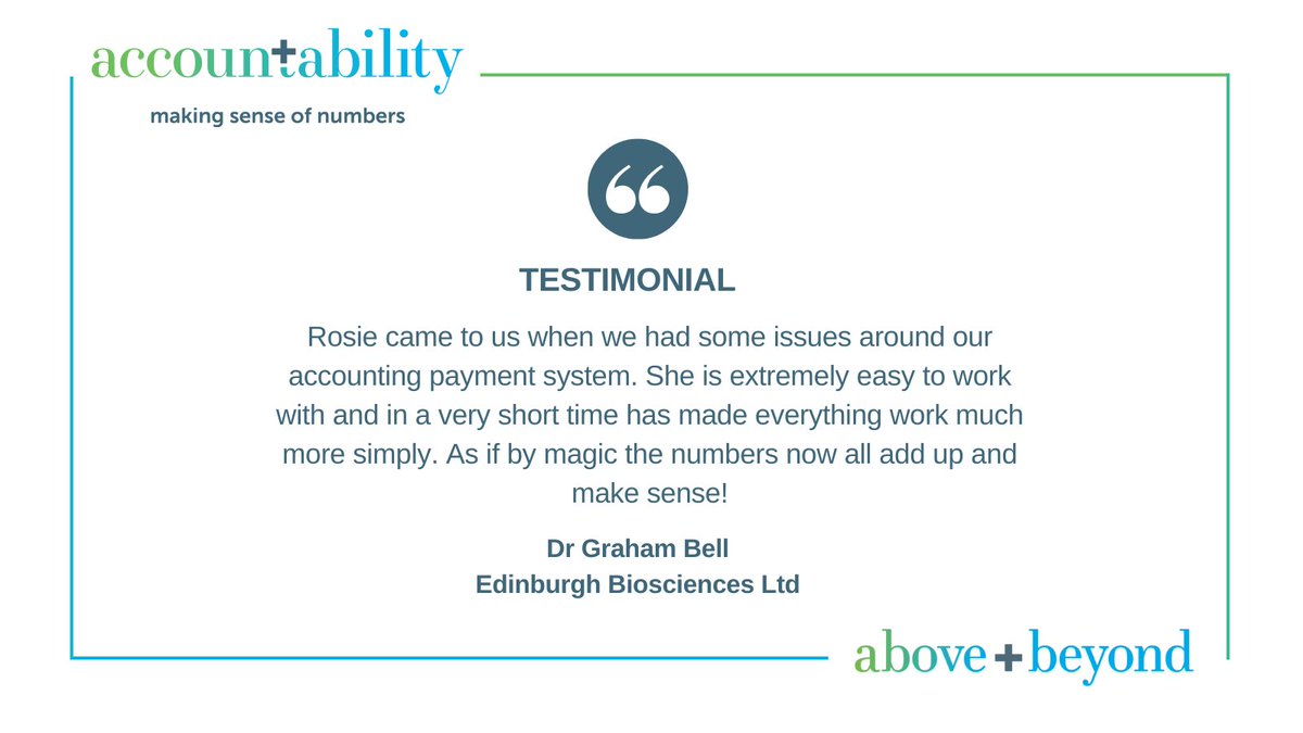It means an enormous amount to receive this testimonial - thank you! If you don't have a good handle on your numbers, get in touch. We'll help you understand exactly where you are and help make it better.

#ATeam #testimonial #makingsenseofnumbers #aboveandbeyond