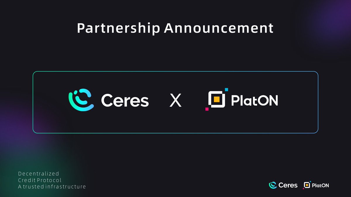 Thrilled to reveal our strategic partner <a href="/PlatON_Network/">PlatON</a>🥳

PlatON-the Decentralized Privacy-Preserving AI Network

🥂Ceres officially deploy its Oracle data and #SBT smart contract on PlatON. We would collaborate and work together on #privacy-preserving computation technologies.