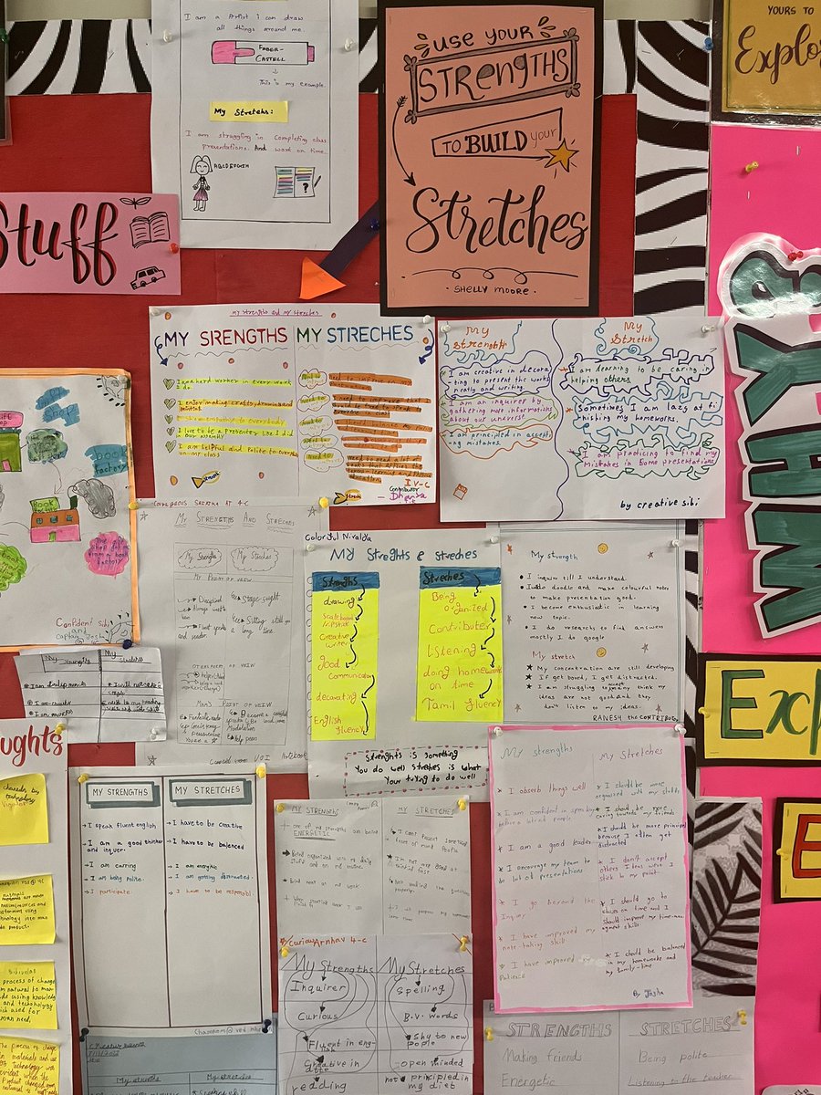 SangitaNair's tweet photo. G4 learners demonstrating metacognition by reflecting on themselves as learners through a display of strengths and stretches. That was an Aha moment for the class.
Thanks to @trev_mackenzie from whom Iโve been inspired to try this every year in my classroom. #pyp #inquirymindset https://t.co/248B6KiIwV