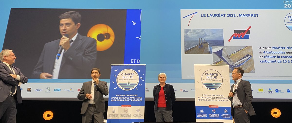 MARFRET REMPORTE LE TROPHÉE DE LA CHARTE BLEUE 

Le jury du trophée 2022, présidé par Jean-Michel Berud, Président de la compagnie <a href="/JifmarGroup/">Jifmar Offshore Services</a>, lauréat #CharteBleue 2020, a récompensé cette année le projet #vélique de la compagnie MARFRET ! 

#ActuAdF 👉 bit.ly/3fTdKh5