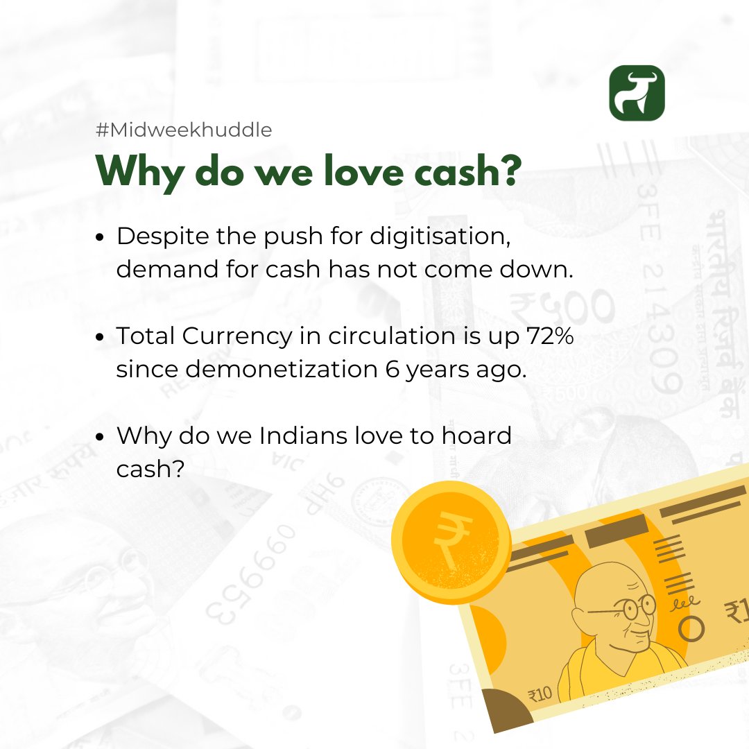 Today in our Mid Week Huddle we discuss whether #Cash is still king in India despite the big push for #digitalpayments.
Click here to read more - bit.ly/3DVKQEW

#CashIsKing #Demonitization #currencycirculation