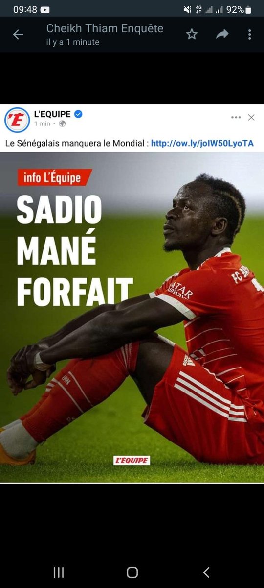masslegrand's tweet photo. Sadio Mané n'est pas forfait pour le mondial. Arrêté vos bêtises https://t.co/rVwMteaoTI