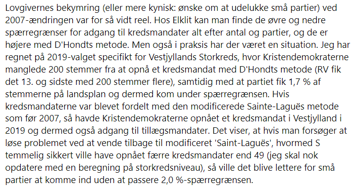 AnneBind's tweet photo. Apropos debatten om kredsmandater. Min gode kollega Flemming Juul Christiansen har på Facebook nogle rigtig interessante overvejelser om de forskellige måder at fordele mandater på. Her om muligheden for at regionalt stærke partier kommer ind: https://t.co/yx1G5O0l2y