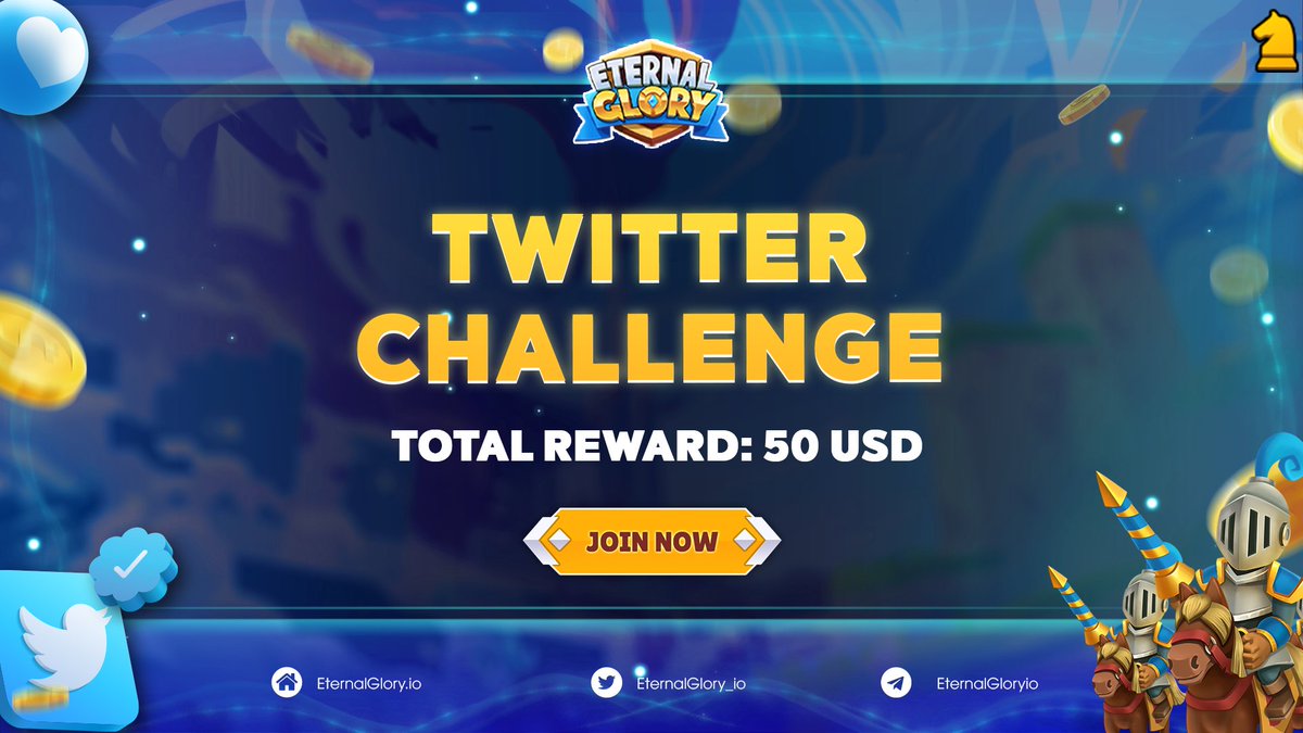🔥Twitter Challenge Time!

👉 gleam.io/Bq1dj/eternal-…

1. RT + Like this post
2. Complete Gleam tasks
3. Refer your link to friends to get more entries
4. Complete daily Gleam tasks for more entries

🏆 Top 10 entries: 5 $USDT each

#EternalGlory #TwitterChallenge