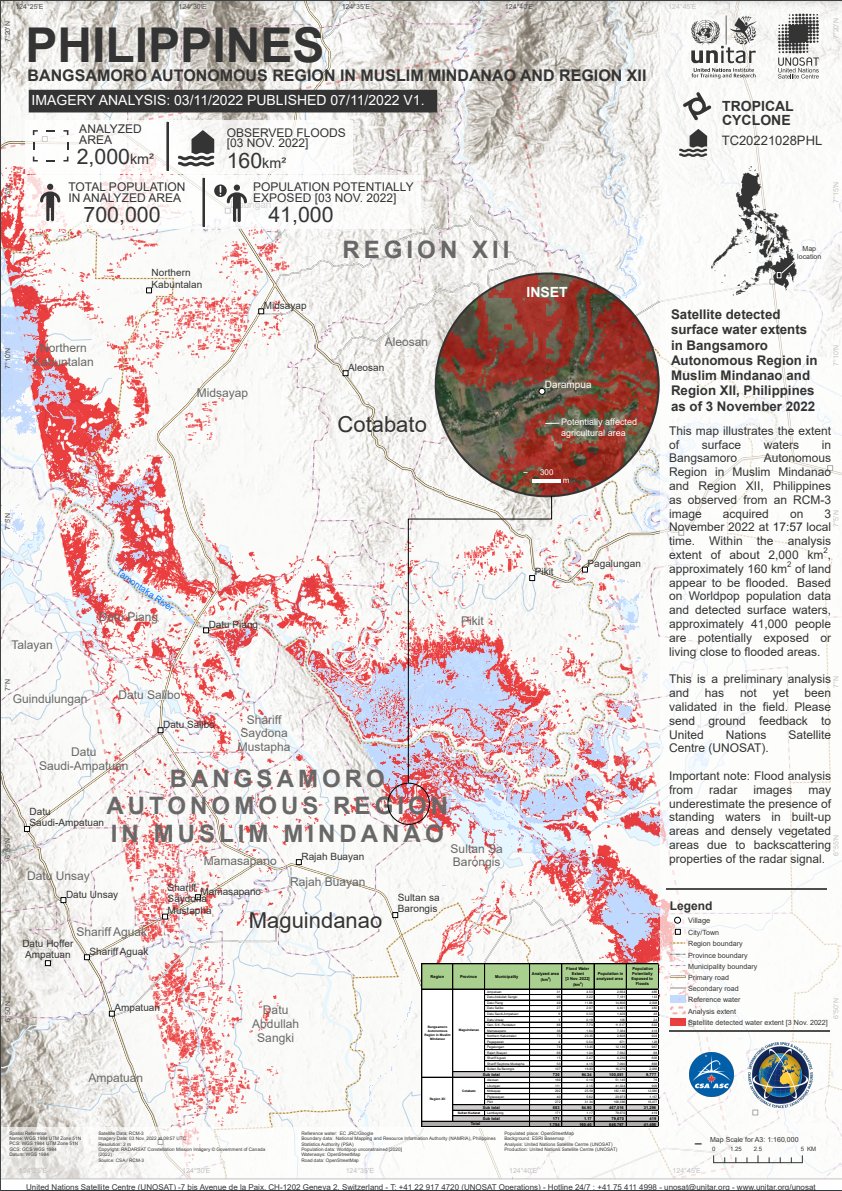 UNOSAT's tweet photo. The Emergency Mapping service is activated over the #Philippines following Tropical Storm🌀#Nalgae 
Maps showing flood assessment and satellite-detected water extents are available 
➡️https://t.co/HjQKtLENzz
#PaengPH https://t.co/PUj4lwOIMA