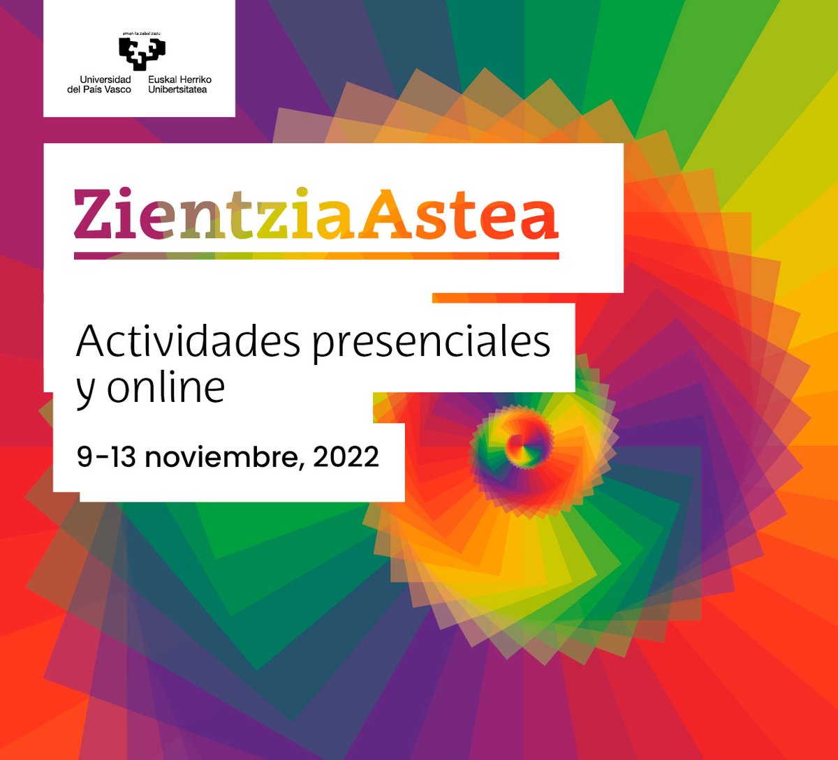 noraybio's tweet image. ¡𝗩𝘂𝗲𝗹𝘃𝗲 𝗹𝗮 𝗦𝗲𝗺𝗮𝗻𝗮 𝗱𝗲 𝗹𝗮 𝗖𝗶𝗲𝗻𝗰𝗶𝗮! 🧪👩‍🔬
En esta ocasión, la UPV/EHU ha preparado un catálogo de actividades distribuidas a lo largo de las tres provincias. 

Para más información visita su web: zientzia-astea.eus/es/