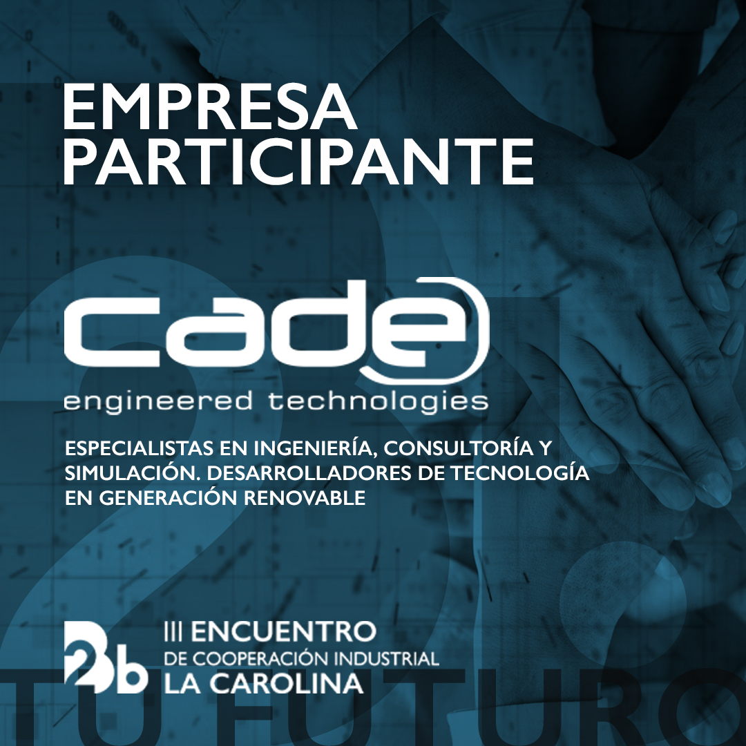 Presentamos a @CADEENGINEERIN como empresa participante en el 𝐈𝐈𝐈 𝐄𝐧𝐜𝐮𝐞𝐧𝐭𝐫𝐨 𝐝𝐞 𝐂𝐨𝐨𝐩𝐞𝐫𝐚𝐜𝐢𝐨́𝐧 𝐈𝐧𝐝𝐮𝐬𝐭𝐫𝐢𝐚𝐥 𝐋𝐚 𝐂𝐚𝐫𝐨𝐥𝐢𝐧𝐚 🤝🏼

👉🏼 b2blacarolina.com/#participa
-
#B2B #LaCarolina #Jaén #eventos #bussines #B2blacarolina