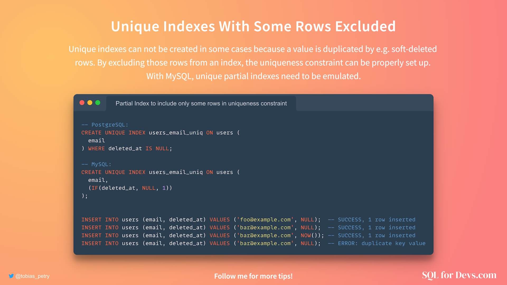 You can use a partial index to enforce uniqueness in tables that can have soft-deleted records