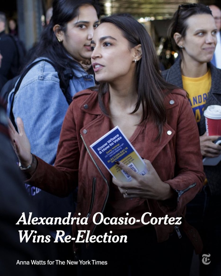 🔴⚡️🇺🇸 #Midterms : la représente de New-York et figure de la gauche américaine, Alexandria Ocasio-Cortez (<a href="/AOC/">Alexandria Ocasio-Cortez</a>), est réélue.

#Election2022
