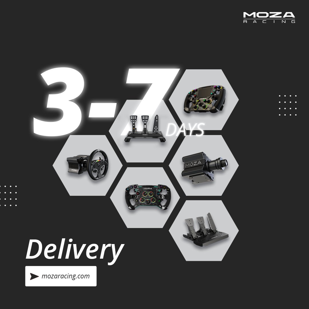 moza_racing's tweet photo. Great news for US buyers!!!!

 Our US warehouse now has the following items in stock👇

- GS GT, FSR formula, and CS wheels. 
- CRP and SR-P pedals and brake performance kits.
- CM dashes. 
- R9 desk clamps.
- QRs
- R9 bases and R5 bundles are on the way too! 

#mozaracing https://t.co/zrWaPuG1Pv