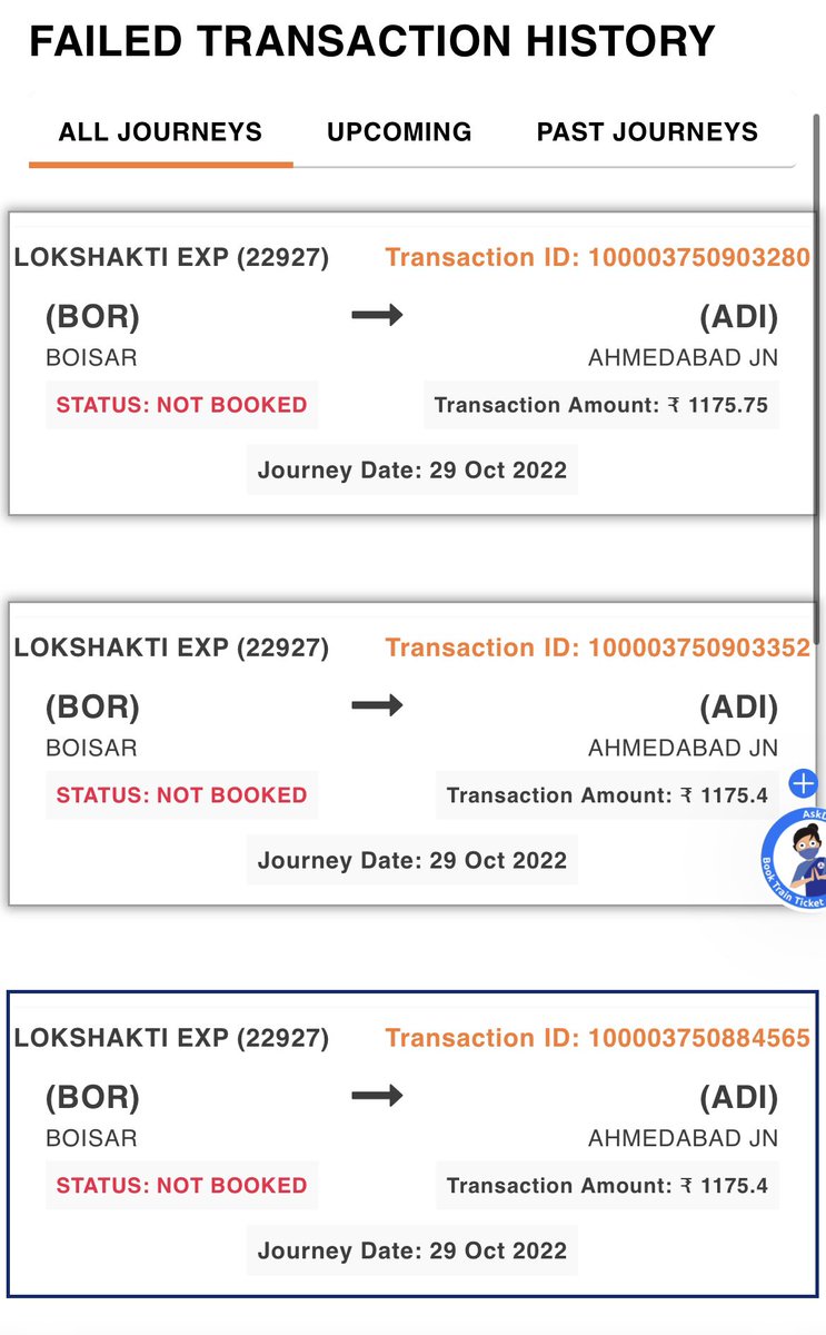 I was trying to book a ticket on 28-10-2022.The transition got cancel and the amount got debited from my account. It’s been 12 days,I am not able to get my refund.<a href="/IRCTCofficial/">IRCTC</a> Please refund my amount ASAP.
Username- AnmolPathak