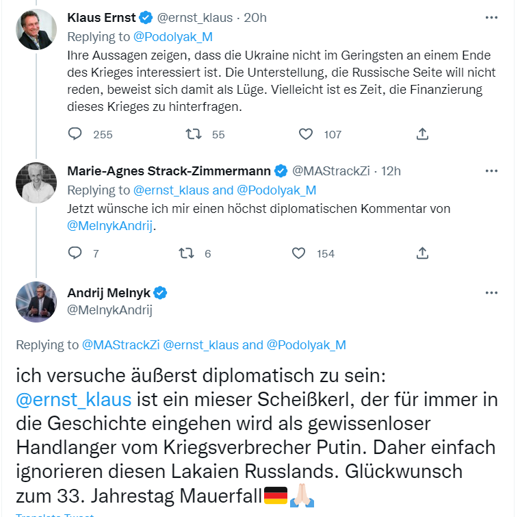 StimmeUkraine's tweet photo. Schöner wird Twitter heute nicht mehr. Danke @MelnykAndrij, dass Sie das aussprechen, was wir alle denken. https://t.co/a8cZivGxFZ